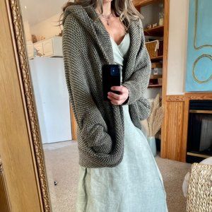 Free People Oversized Olive Green Cardigan With Hood size Large